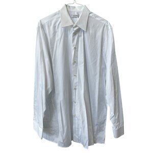 Calvin Klein Dress Shirt Size 17.5 Tall White Classic Fit Button Up Long Sleeve
